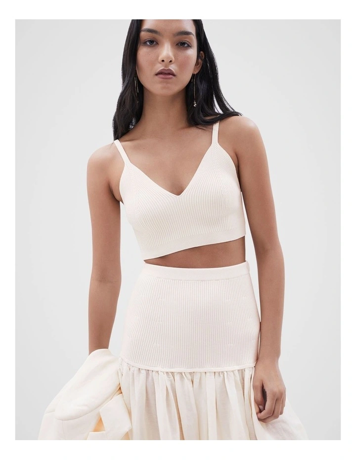 Knitted Bralette Top in Stone
