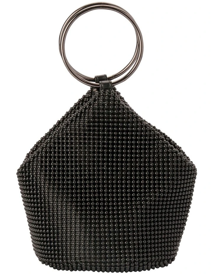 Bianca Ball Mesh Top Handle Bag in Black