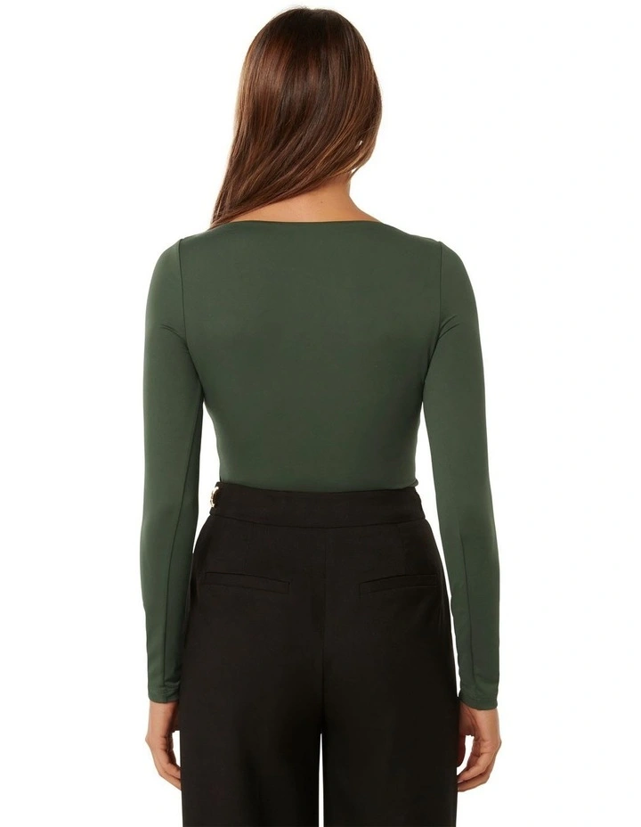 Erika Boat Neck Top in Green