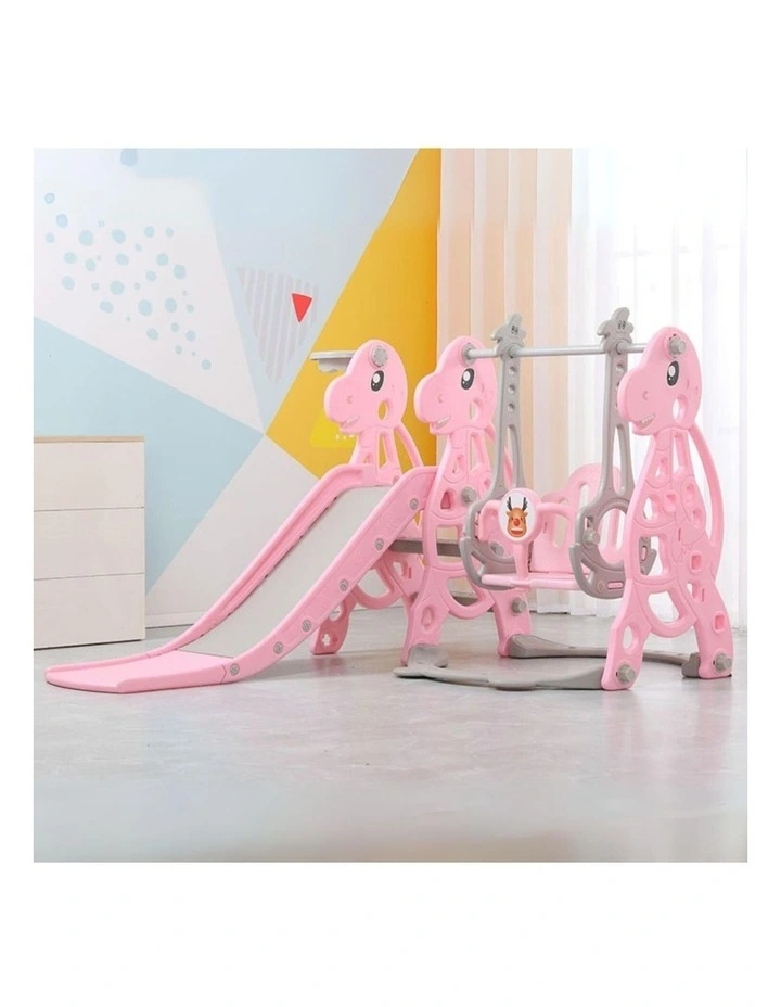 Slide and Swing Set with Basketball Hoop Outdoor Playground Toys