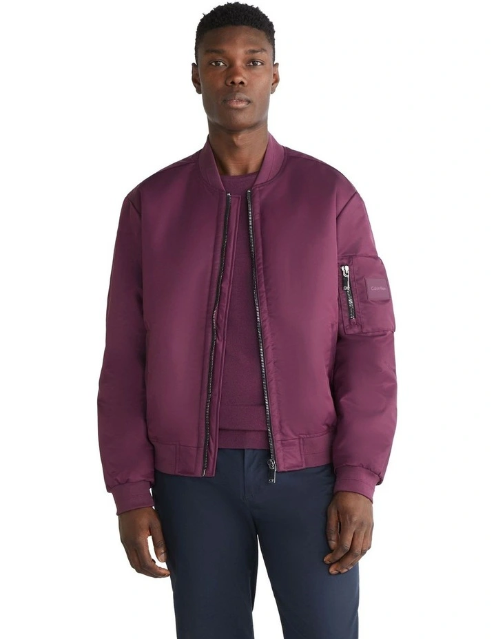 Recycled Sateen Iconic Bomber Jacket in Purple
