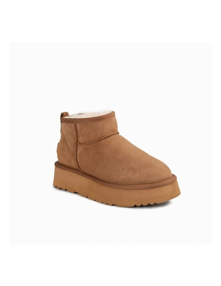 Classic Platform Water Resistant Ultra Mini Boots in Chestnut