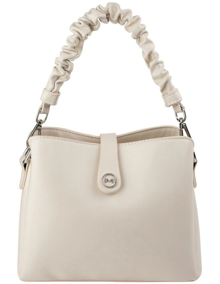 Carly Rushed Strap Crossbody Bag in Cream