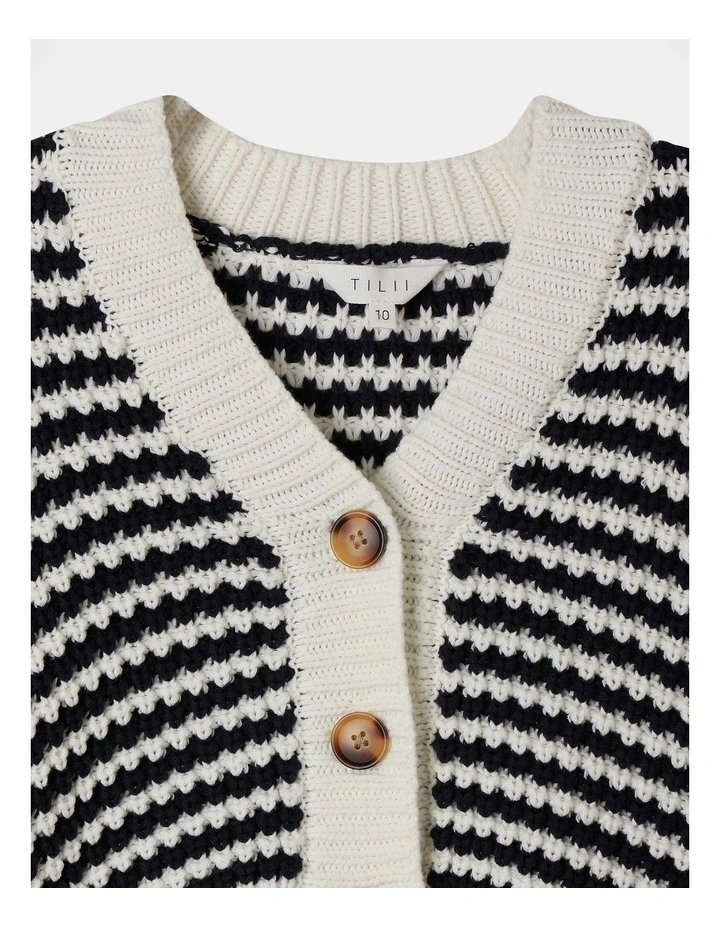 Cropped Chunky Cardigan in Navy