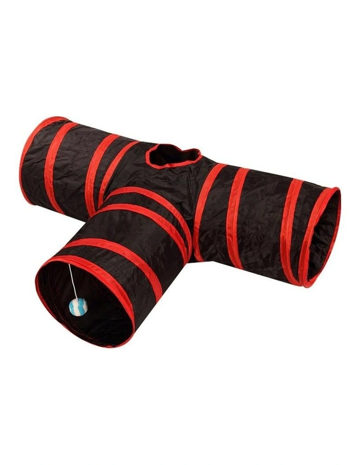 Foldable 4 Way Pet Tunnel Play Toy in Multi