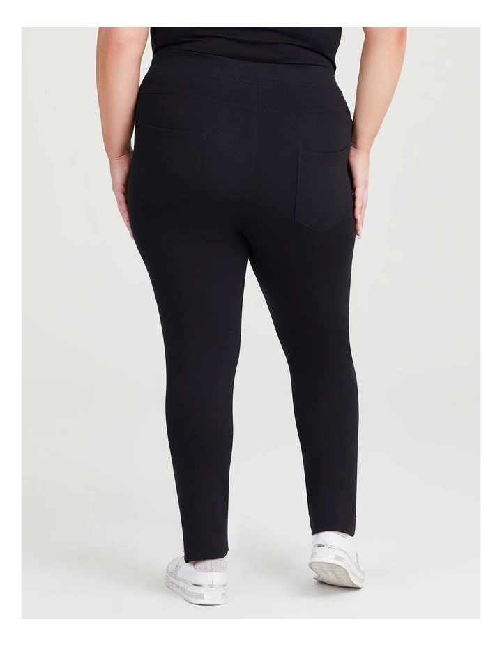 Ponte Motto Stitch Legging in Black
