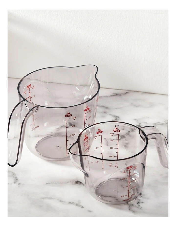Weight Conversion Measuring Cups 500ml and 1000ml 2 Piece in Clear