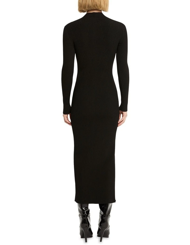Zipped Up Knit Dress in Black
