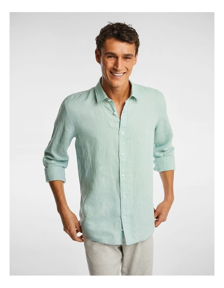 West Hampton Pure Linen Shirt in Mint Green