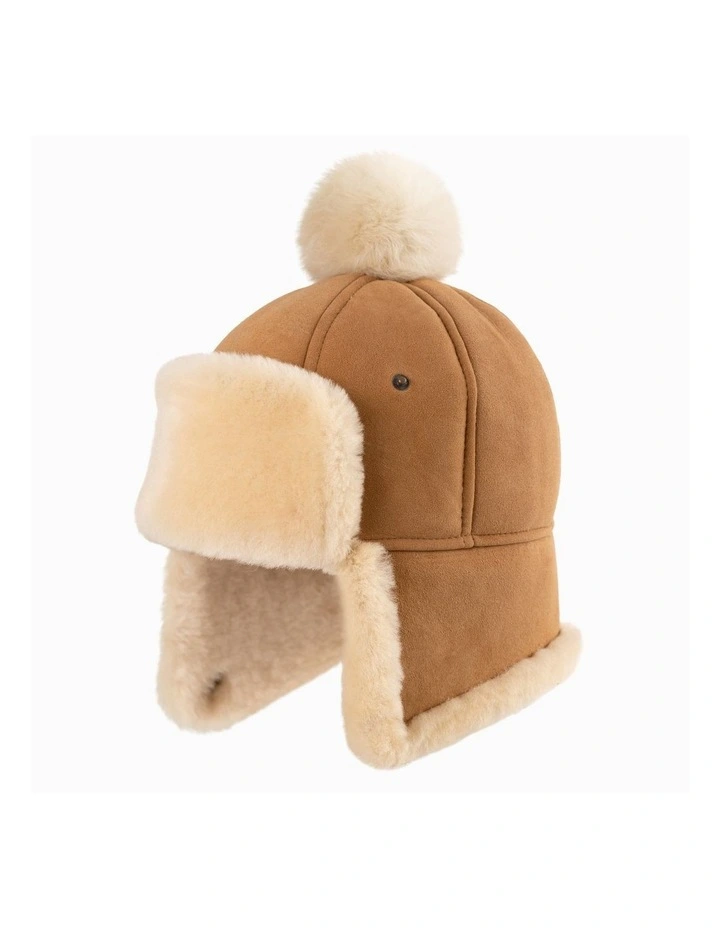 Sheepskin Up Flip Hat in Chestnut