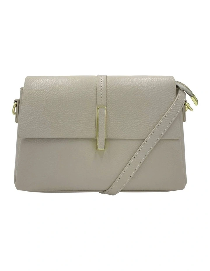 Lola Flap Leather Crossbody Bag in Cream