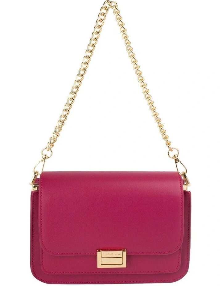 Hazel Buckle Crossbody Bag With Chain in Magenta