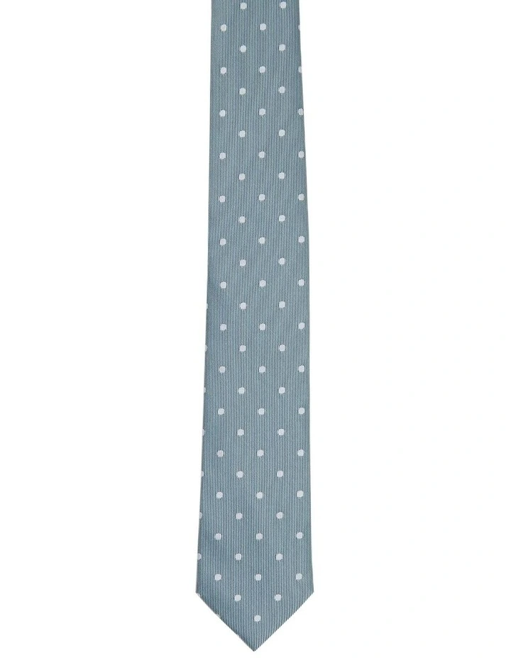 Stripes and Spots Tie in Light Teal