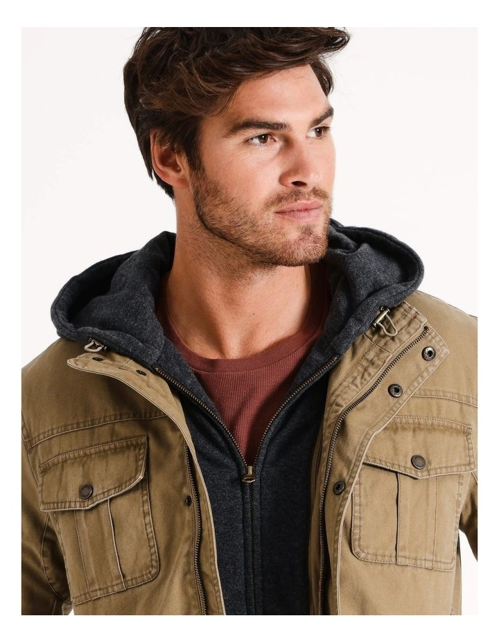 Fairhaven Utility Detachable Hood Jacket in Sand