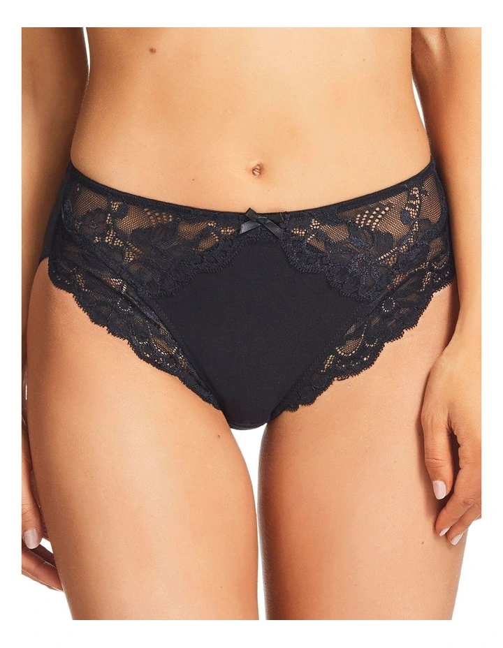Classic Lace High Cut Brief in Black