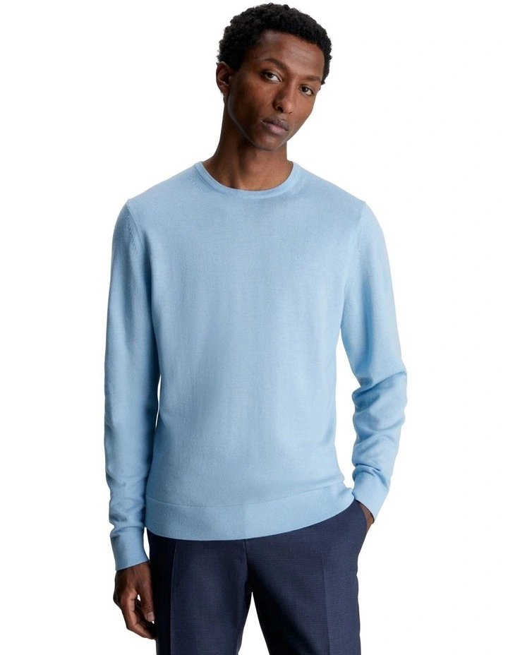Merino Crew Neck Knit in Blue