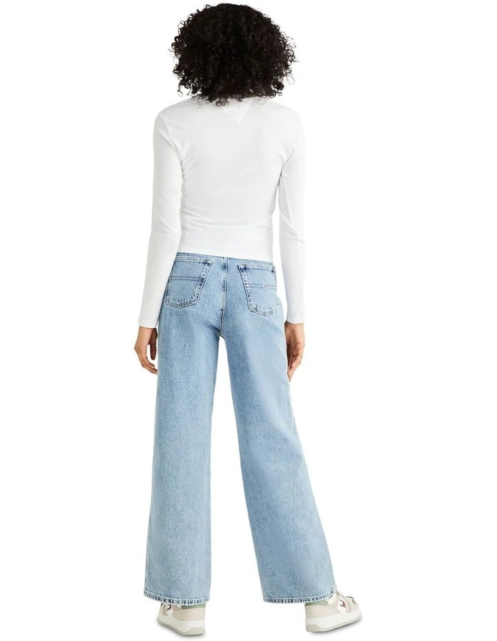 Slim Linear Long Sleeve Tee in White