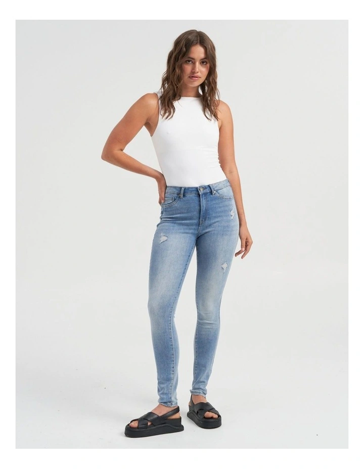 Rose High Waist Skinny Fit Jeans in Light Blue Denim