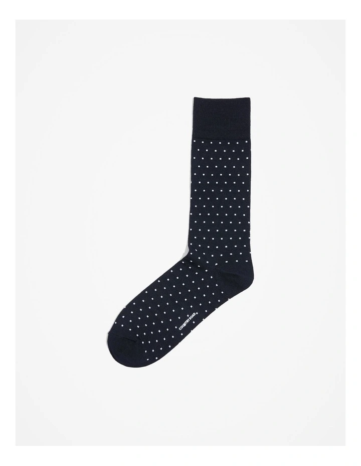 Square Dot Socks in Navy