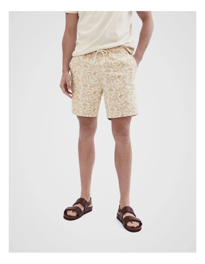 Etched Leaf Beach Short in Cream