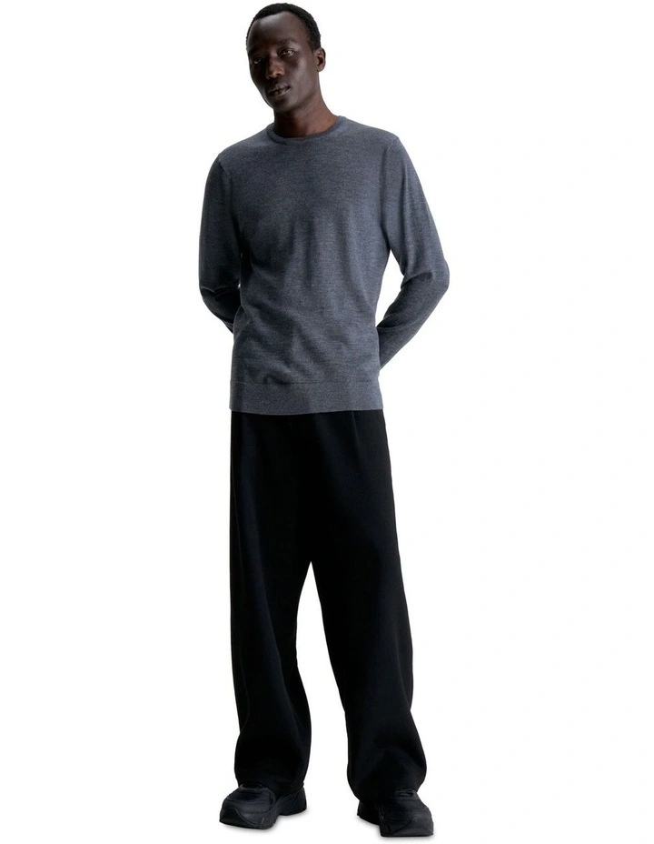 Merino Crew Neck Knit in Grey