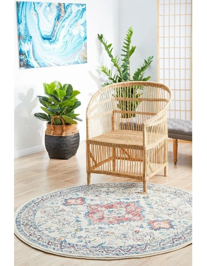 Avenue Pastel Round Rug 705 in Silver