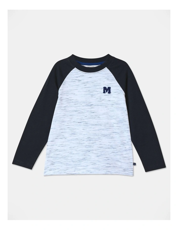 Long Sleeve Space Dye Raglan Tee (3-8 Years) in Navy