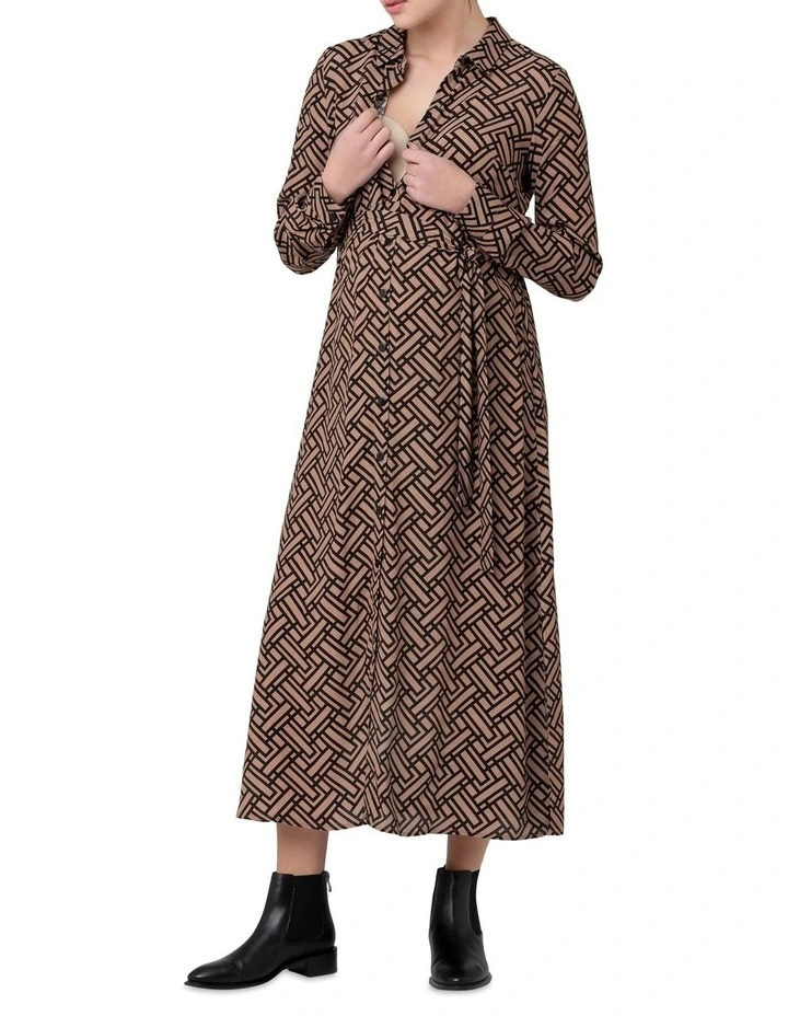 Gia Shirt Dress in Black/Latte