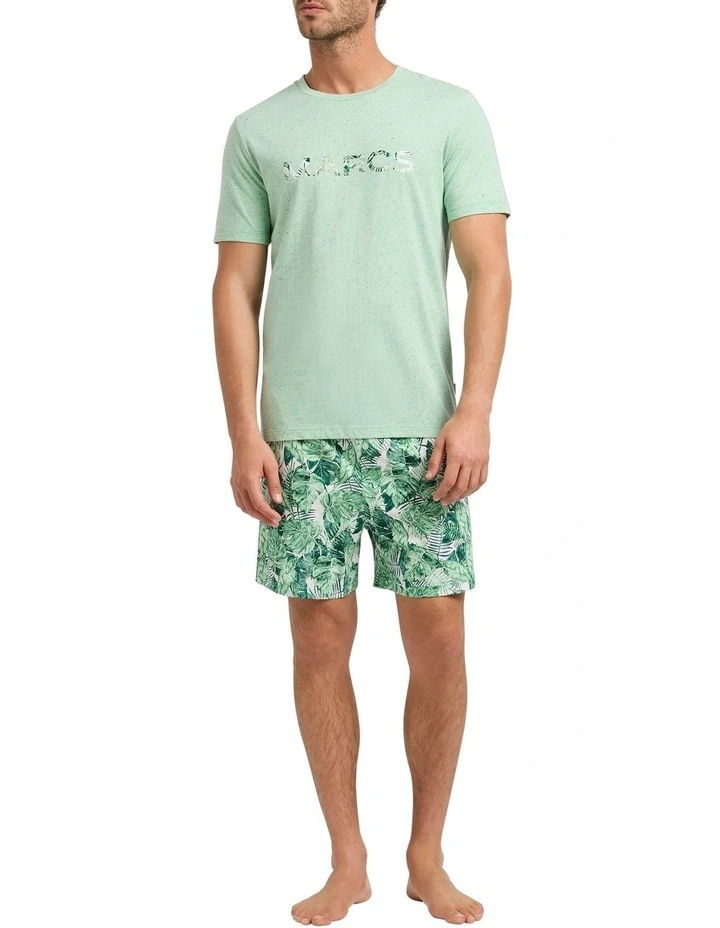 O Palms Night Pyjama Short Set in Green Multi