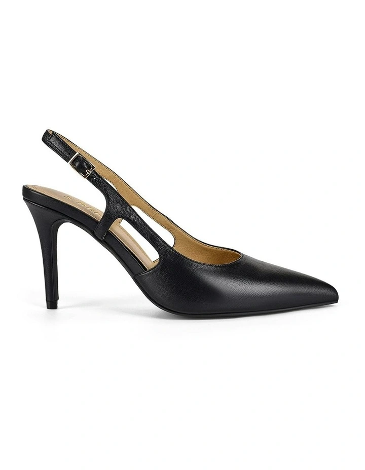 Cinch Slingback Heel in Black Leather