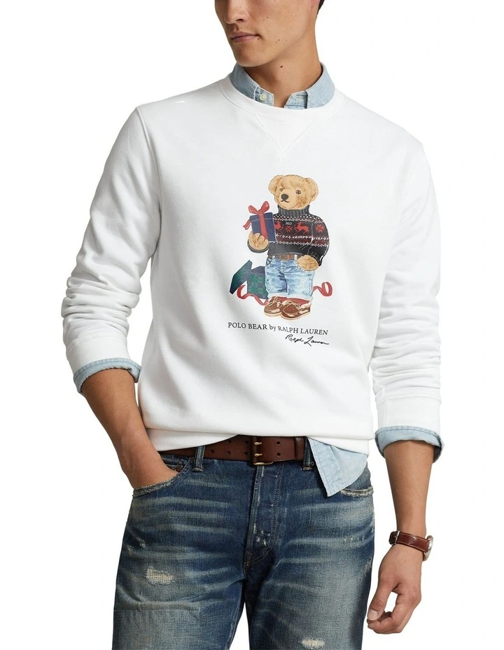 Bear Fleece Sweatshirt in White