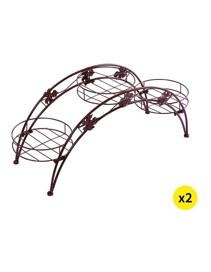Outdoor Indoor Metal Plant Stand 2x in Brown