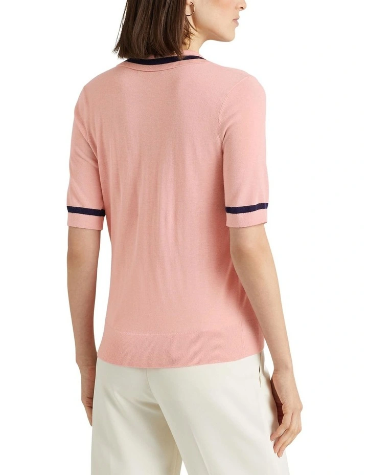 Silk-Blend Short-Sleeve Sweater in Orange