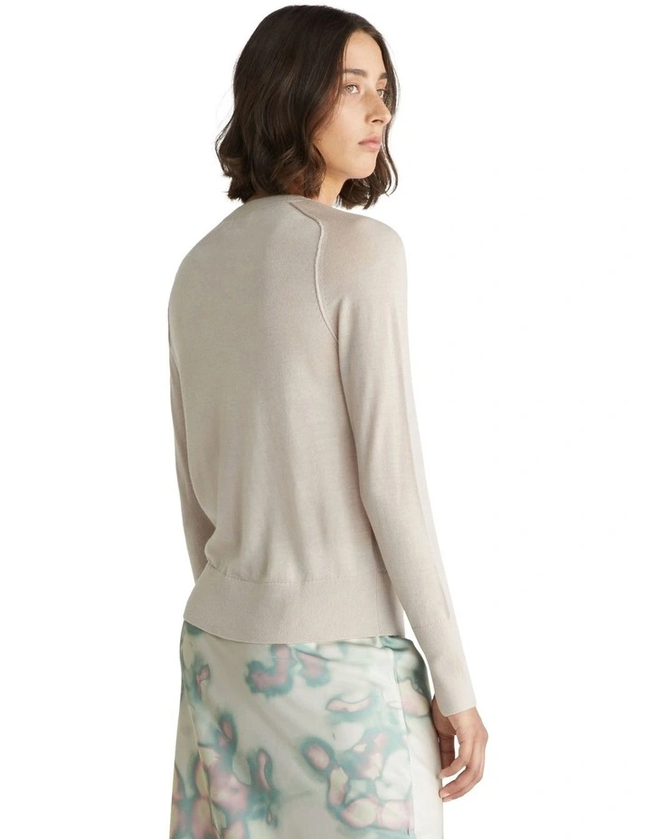 Extra Fine Wool Crew Neck Knit in Cream
