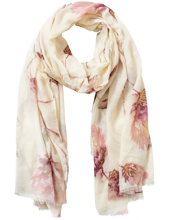 Floral Scarf in Ivory