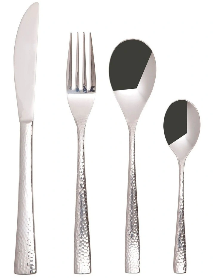 Wayland Hammered 16pc Gift Boxed Cutlery Set in Silver