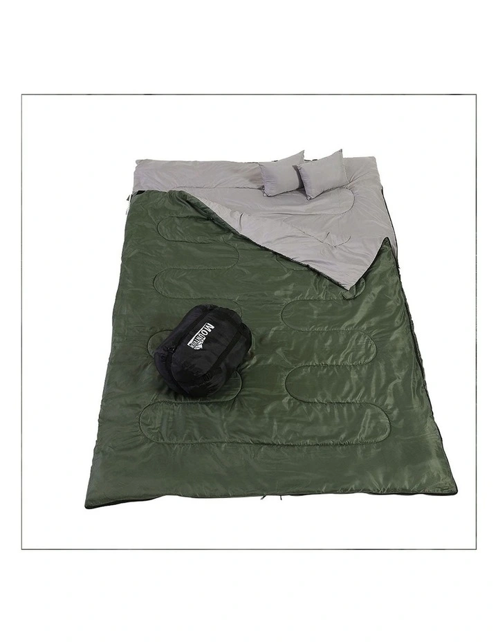 Outdoor Camping -0-18 Thermal Double Sleeping Bag in Army Green