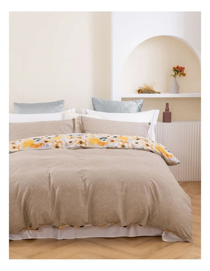 Marigold Pure Cotton Reversible Quilt Cover Set in Yellow
