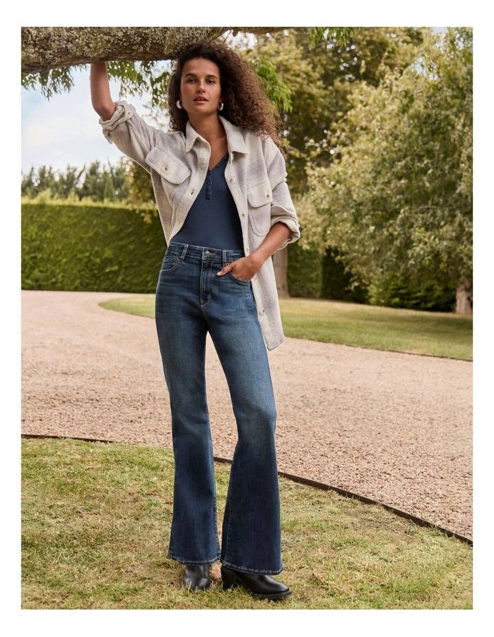 Next Level Super High-Waisted Flare Jeans in Classic Medium