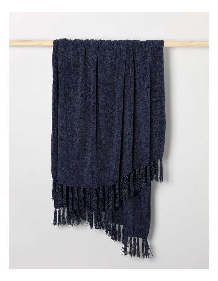 Valerie Chenille Velvet Throw in Navy