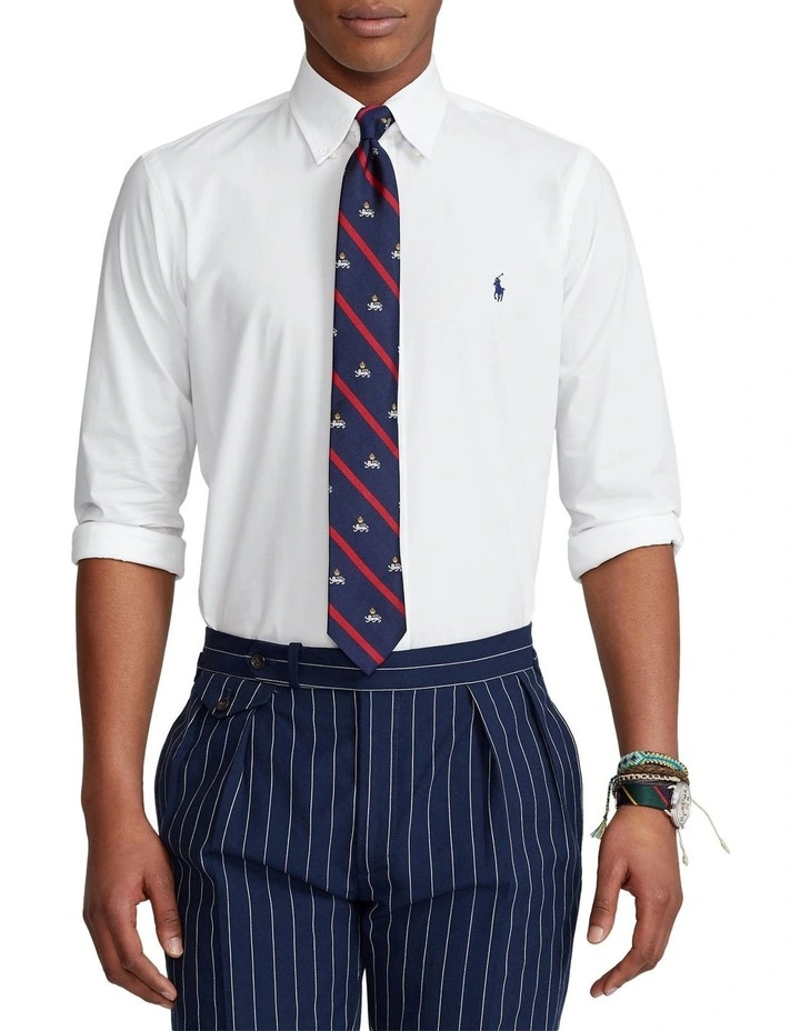 Classic Fit Stretch Poplin Shirt in White