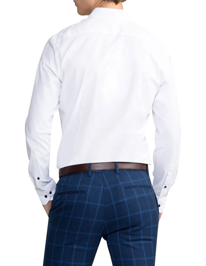 Heart Textured Slim Shirt White