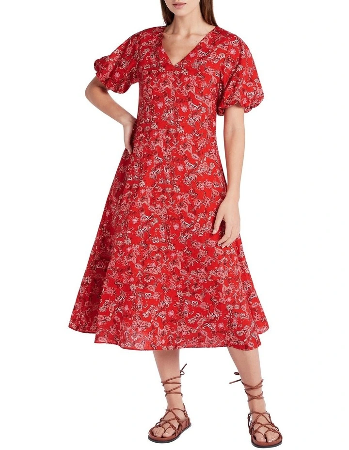 Miya Linen Dress in Poppy Multi