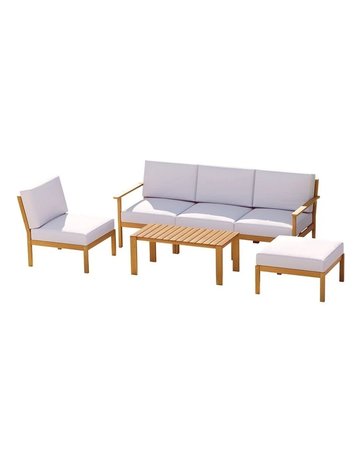 5-Seater Wooden Outdoor Sofa Set 6 Pieces in Multi