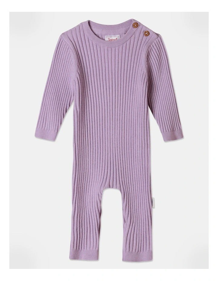 Essential Rib Knit Coverall in Light Purple
