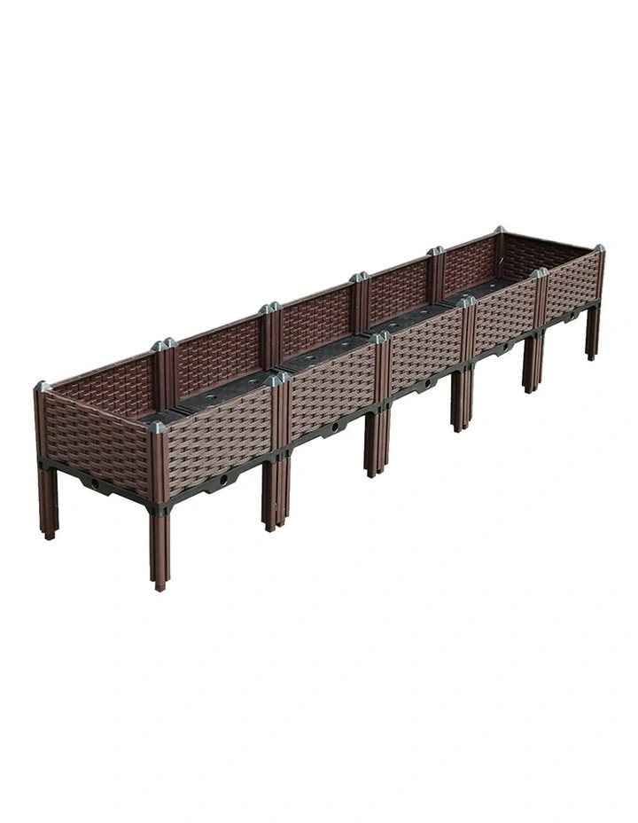 Raised Outdoor Plastic Planter 200cm in Dark Brown