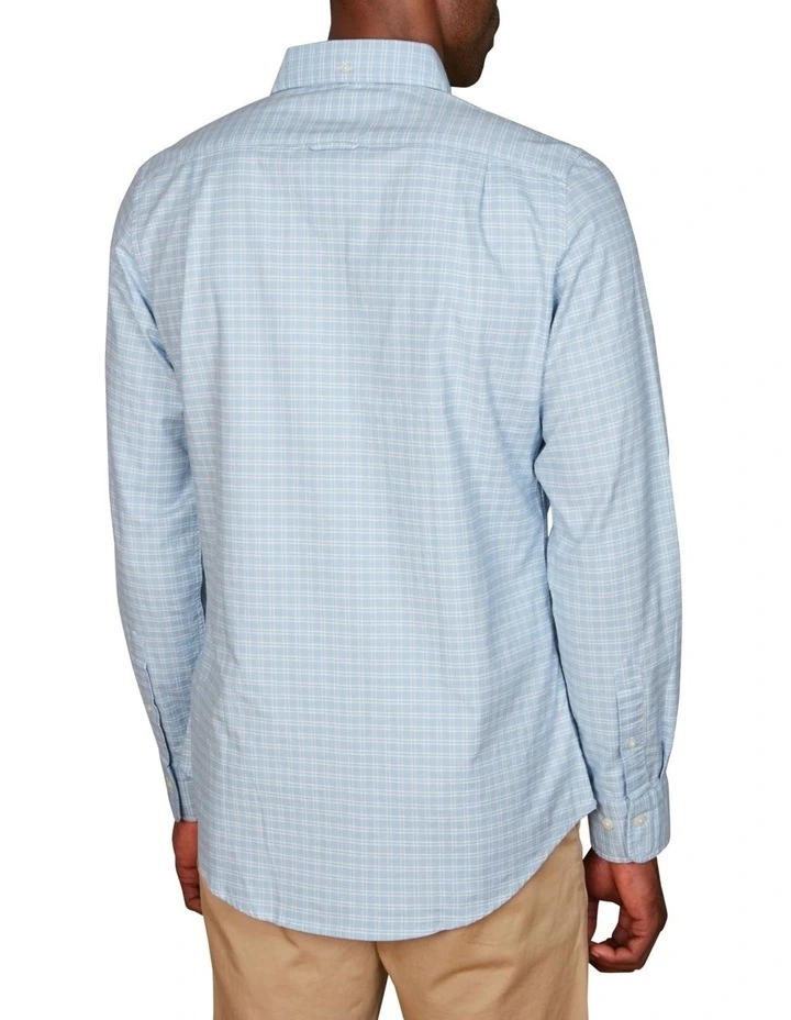 Slim Fit Checked Oxford Stretch Shirt in Light blue