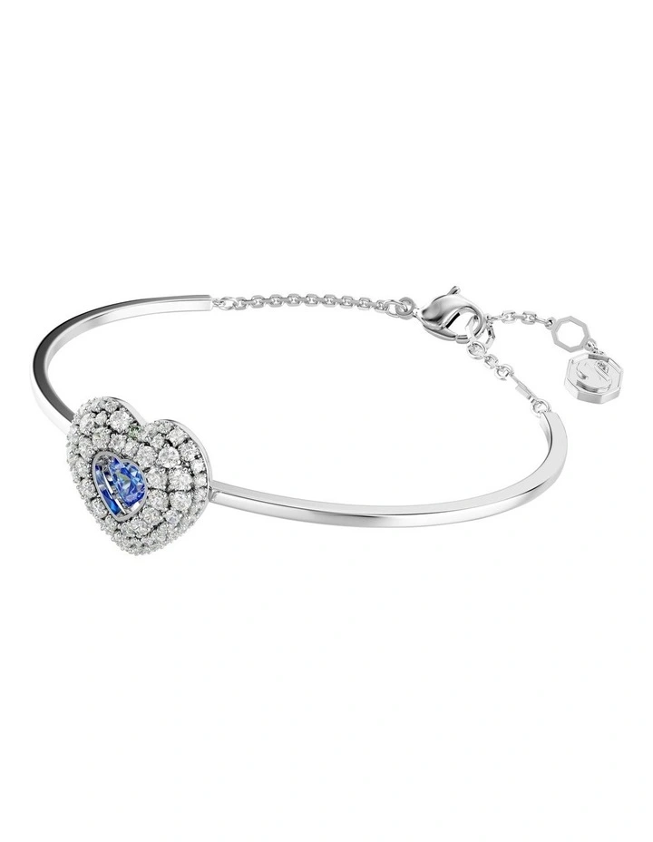 Hyperbola Bangle Heart Rhodium Plated in Blue