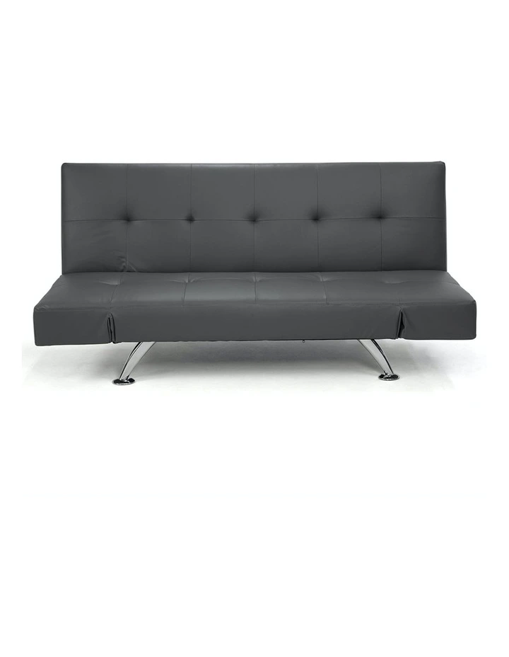 Sarantino Sofa Bed Lounge Faux Leather Couch Futon Furniture Adjustable Suite Grey