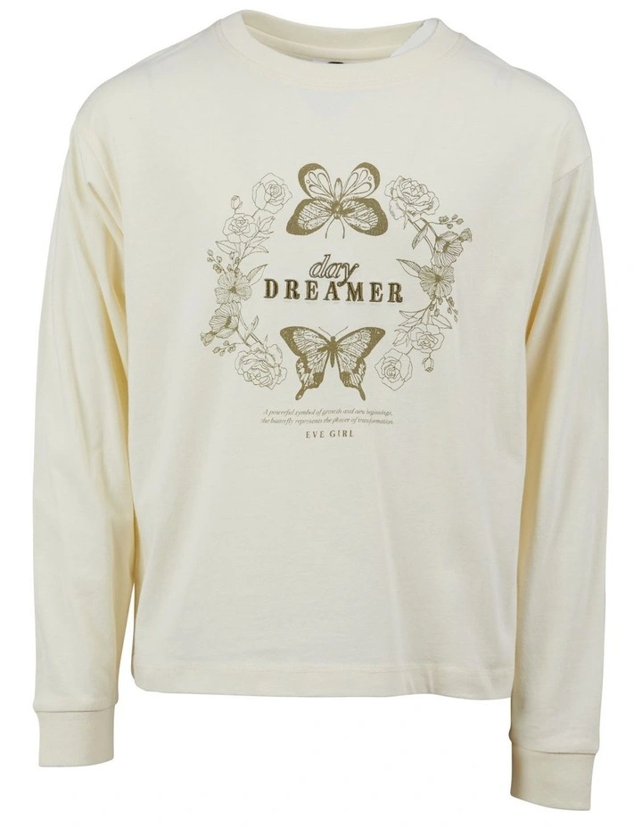 Day Dreamer Long Sleeve T-shirt (8-16 Years) in Vintage White